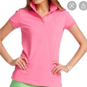 Lilly Pulitzer Hot Pink Collared T- Shirt S